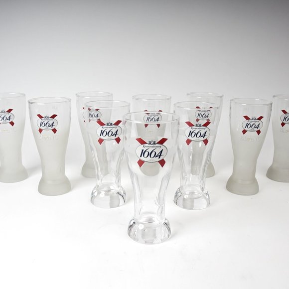 Kronenbourg Embossed 1664 Pint Glasses, Clear and Frosted (Set of 10) - Picture 2 of 7